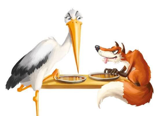 Fabel: Der Fuchs und der Storch
